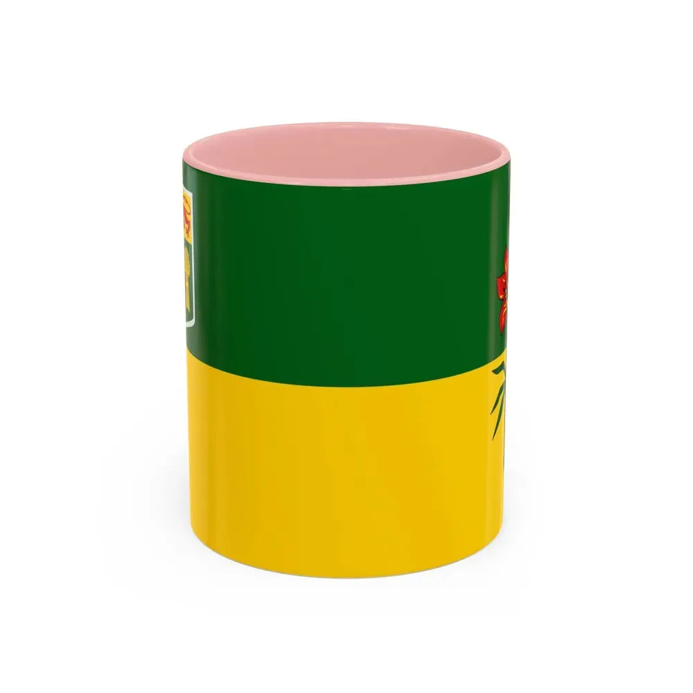 Flag of Saskatchewan Canada - Accent Coffee Mug 11oz Pink - Go Mug Yourself