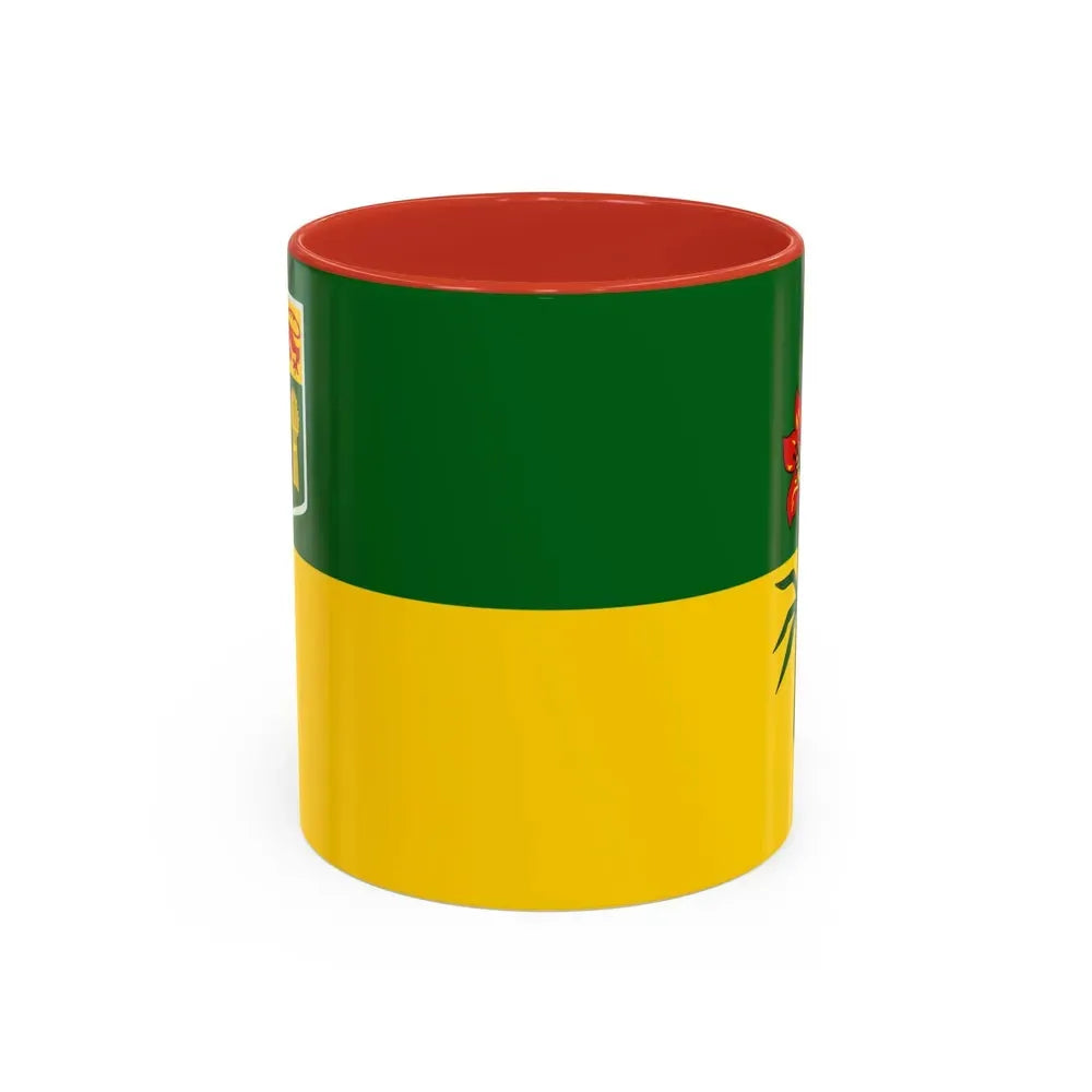 Flag of Saskatchewan Canada - Accent Coffee Mug 11oz Red - Go Mug Yourself