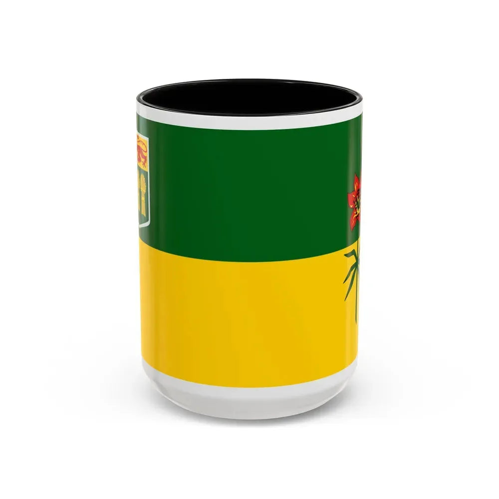 Flag of Saskatchewan Canada - Accent Coffee Mug 15oz Black - Go Mug Yourself