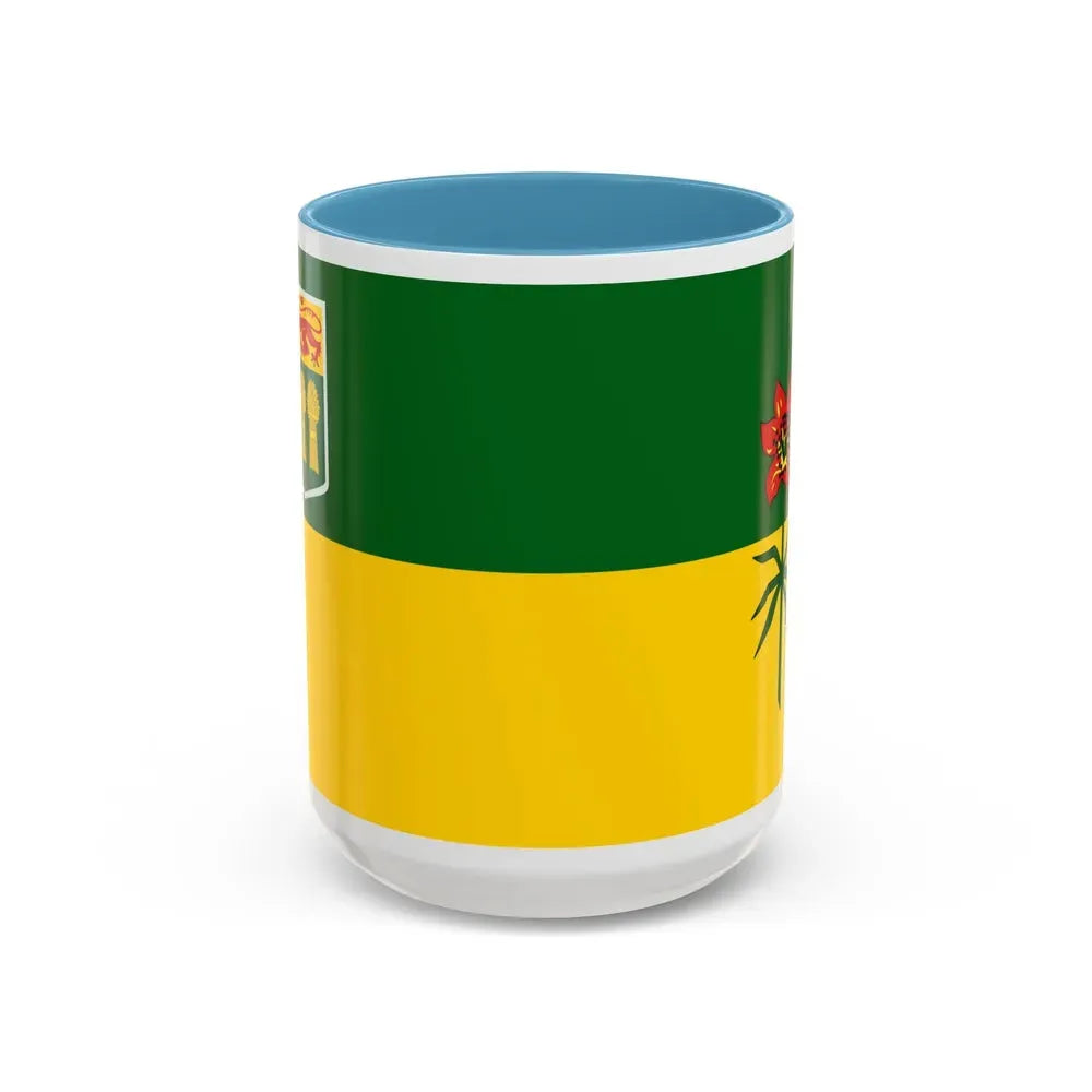Flag of Saskatchewan Canada - Accent Coffee Mug 15oz Light Blue - Go Mug Yourself
