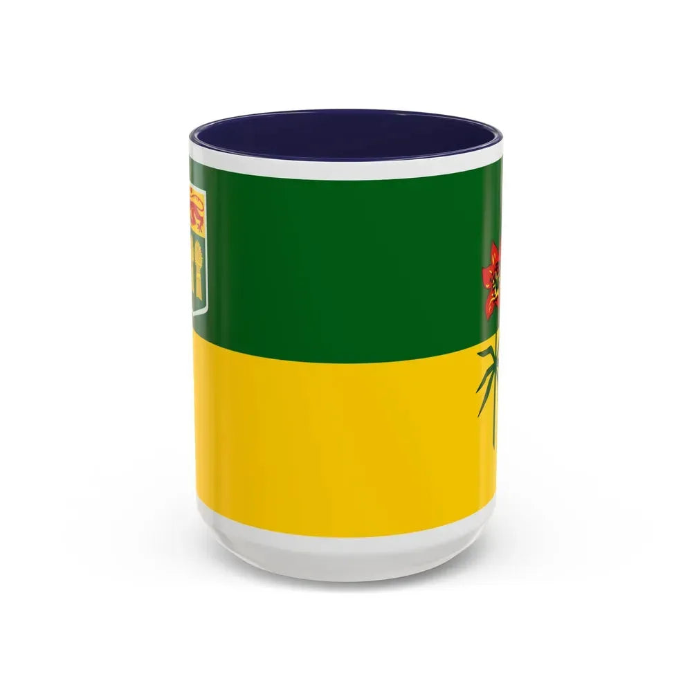 Flag of Saskatchewan Canada - Accent Coffee Mug 15oz Navy - Go Mug Yourself