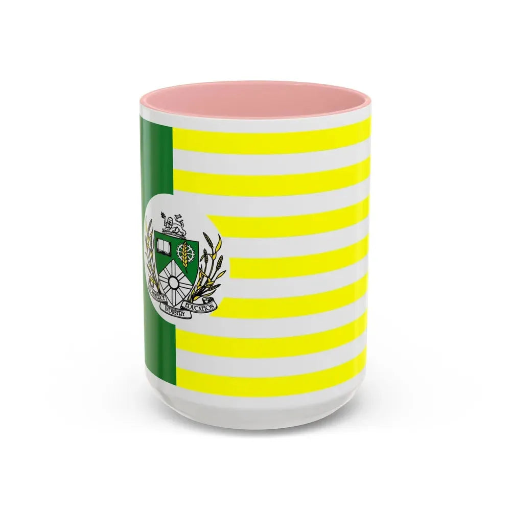 Flag of Saskatoon Canada - Accent Coffee Mug 15oz Pink - Go Mug Yourself