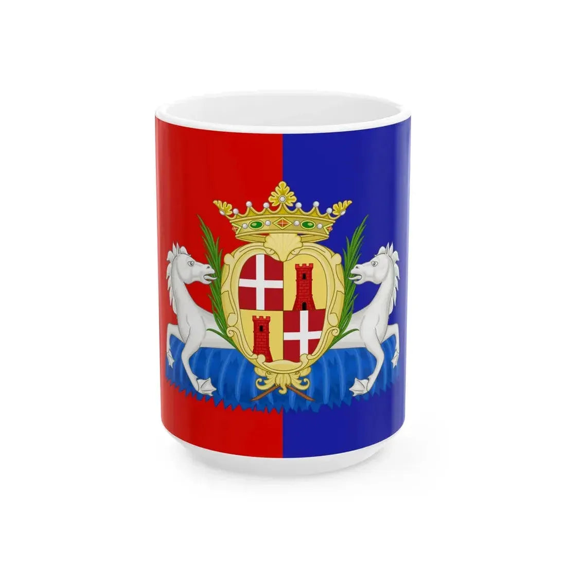 Flag of Sassari (Italy) White Coffee Mug 15oz - Go Mug Yourself