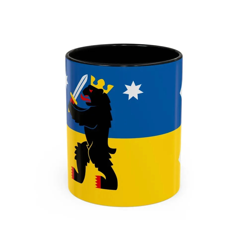 Flag of Satakunta Finland - Accent Coffee Mug 11oz Black - Go Mug Yourself