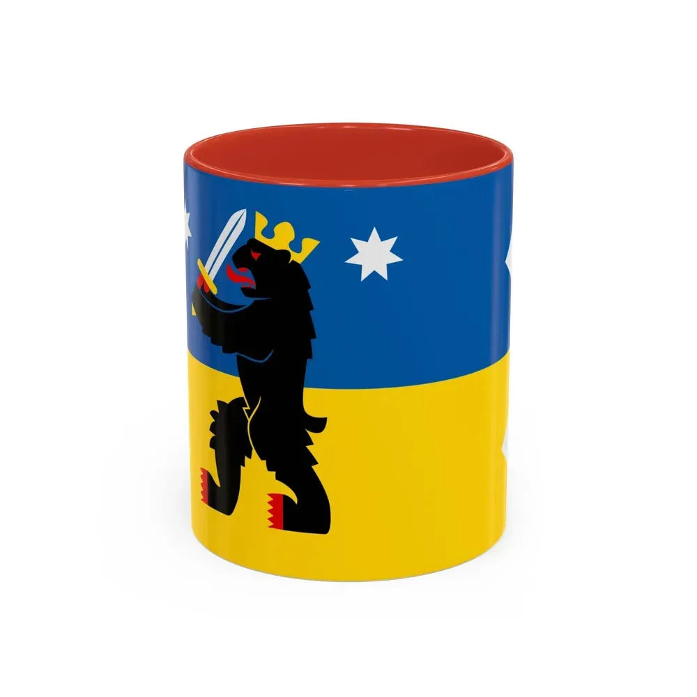 Flag of Satakunta Finland - Accent Coffee Mug 11oz Red - Go Mug Yourself