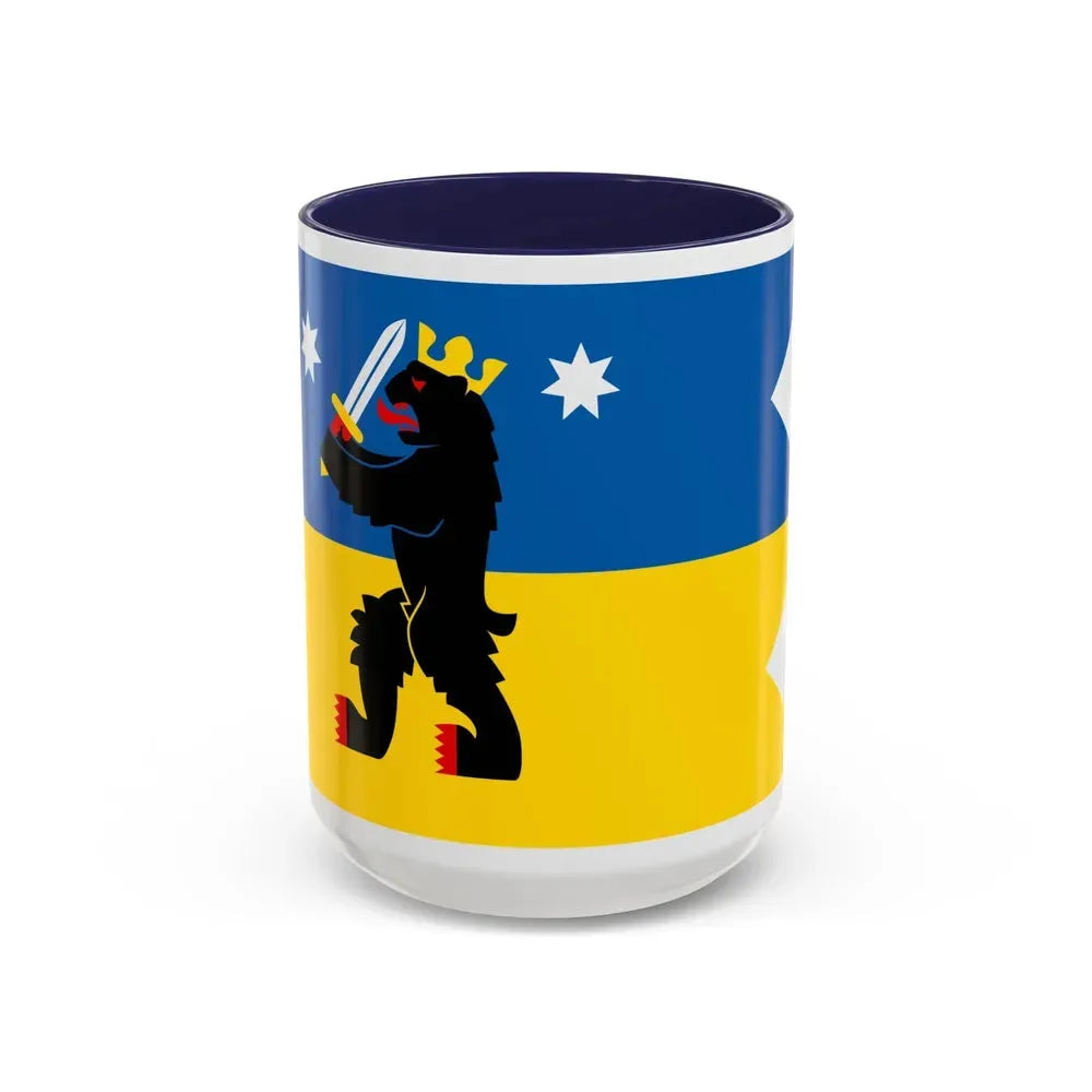 Flag of Satakunta Finland - Accent Coffee Mug 15oz Navy - Go Mug Yourself