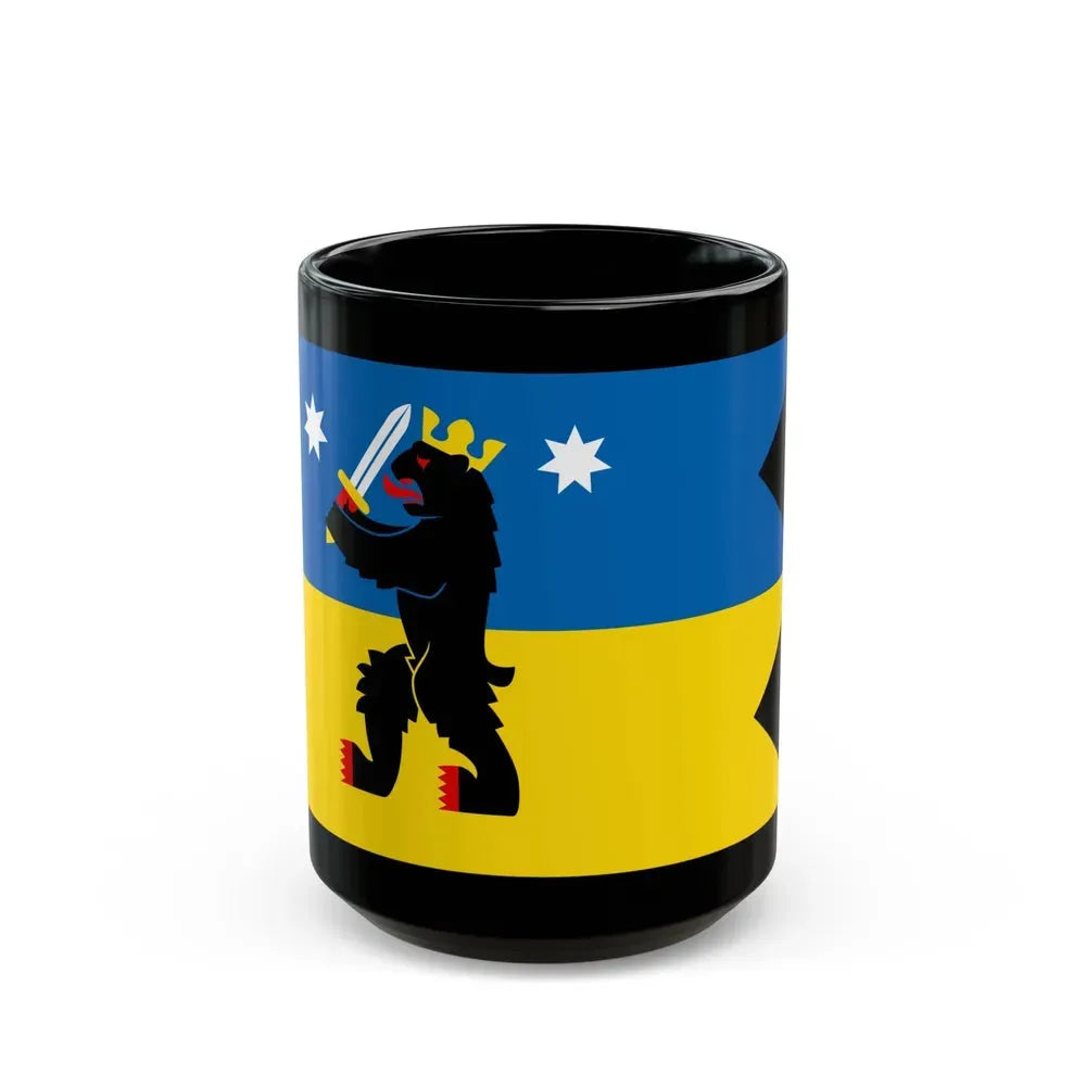 Flag of Satakunta Finland - Black Coffee Mug 15oz - Go Mug Yourself