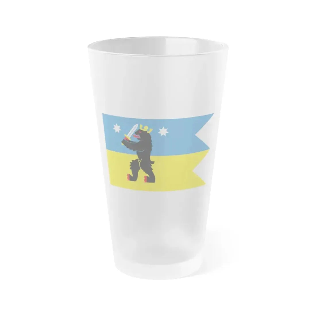 Flag of Satakunta Finland - Frosted Pint Glass 16oz 16oz Frosted - Go Mug Yourself