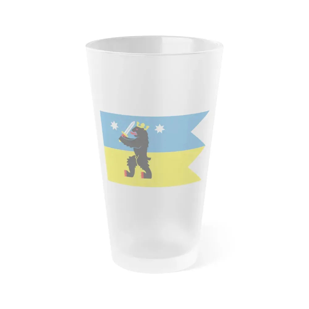 Flag of Satakunta Finland - Frosted Pint Glass 16oz 16oz Frosted - Go Mug Yourself