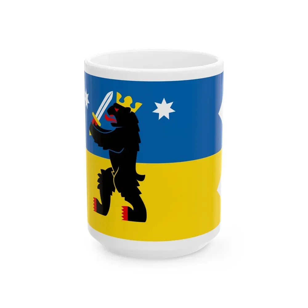 Flag of Satakunta Finland - White Coffee Mug 15oz - Go Mug Yourself