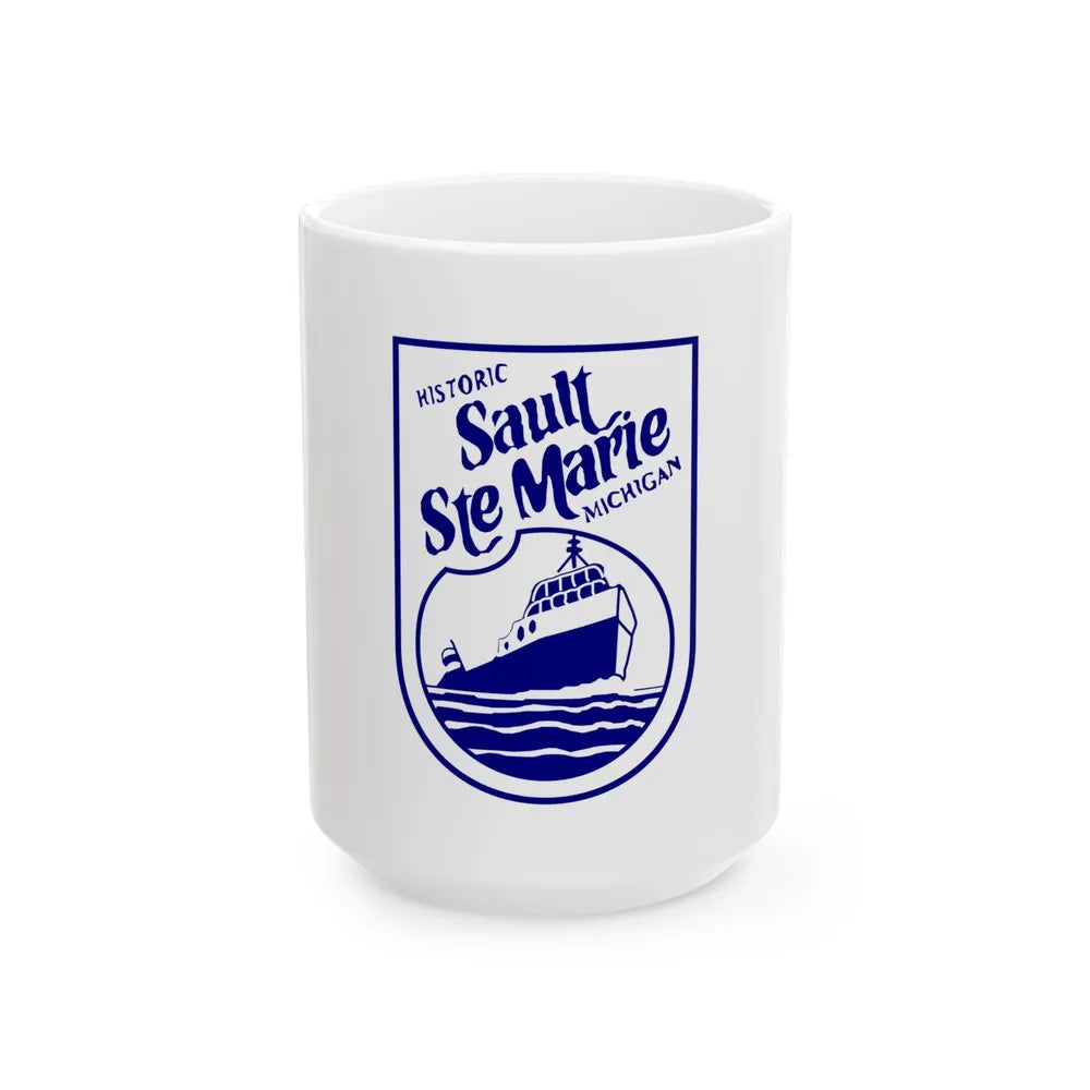 Flag of Sault Ste. Marie Michigan (United States) White Coffee Mug 15oz - Go Mug Yourself