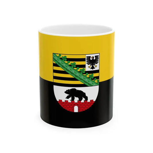 Flag of Saxony-Anhalt state (Germany) White Coffee Mug 11oz - Go Mug Yourself