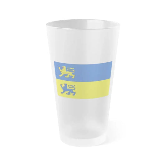 Flag of Schleswig Flensburg Germany - Frosted Pint Glass 16oz 16oz Frosted - Go Mug Yourself