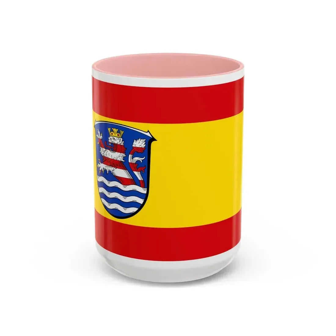 Flag of Schwalm Eder Kreis Germany - Accent Coffee Mug 15oz Pink - Go Mug Yourself