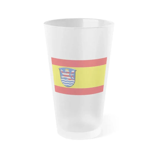 Flag of Schwalm Eder Kreis Germany - Frosted Pint Glass 16oz 16oz Frosted - Go Mug Yourself
