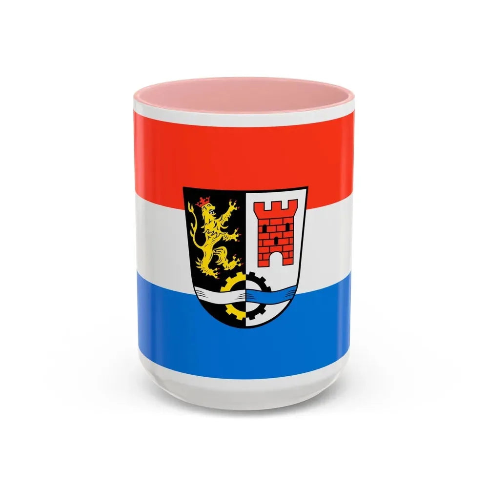 Flag of Schwandorf Germany - Accent Coffee Mug 15oz Pink - Go Mug Yourself