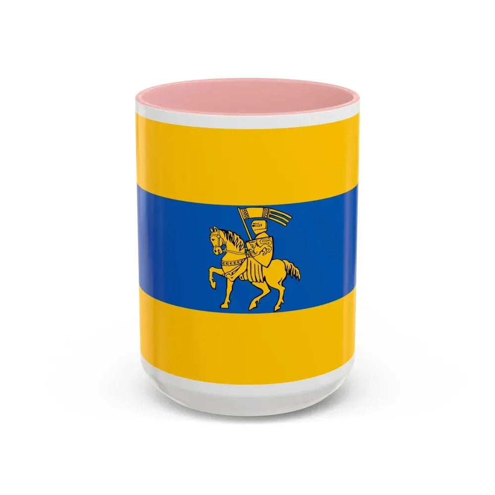 Flag of Schwerin Germany - Accent Coffee Mug 15oz Pink - Go Mug Yourself