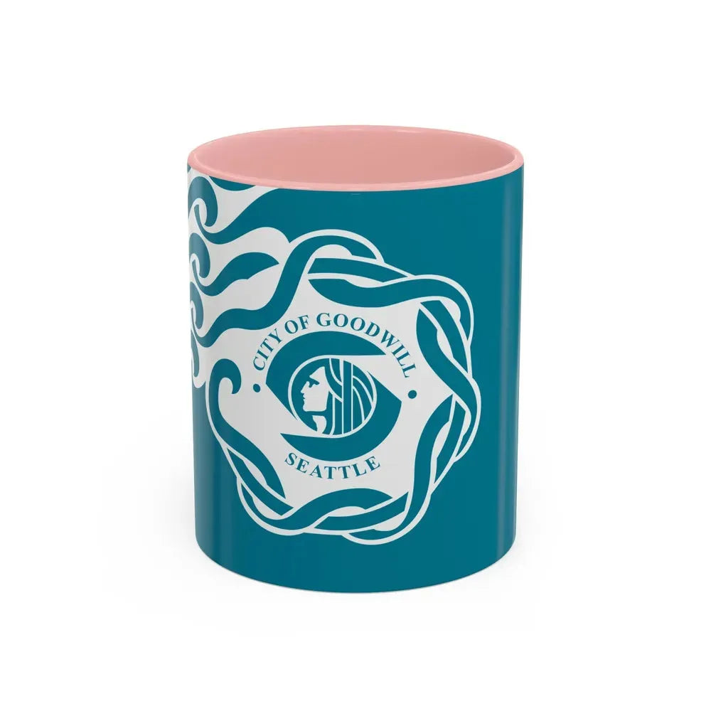 Flag of Seattle - Accent Coffee Mug 11oz Pink 11oz - Go Mug Yourself