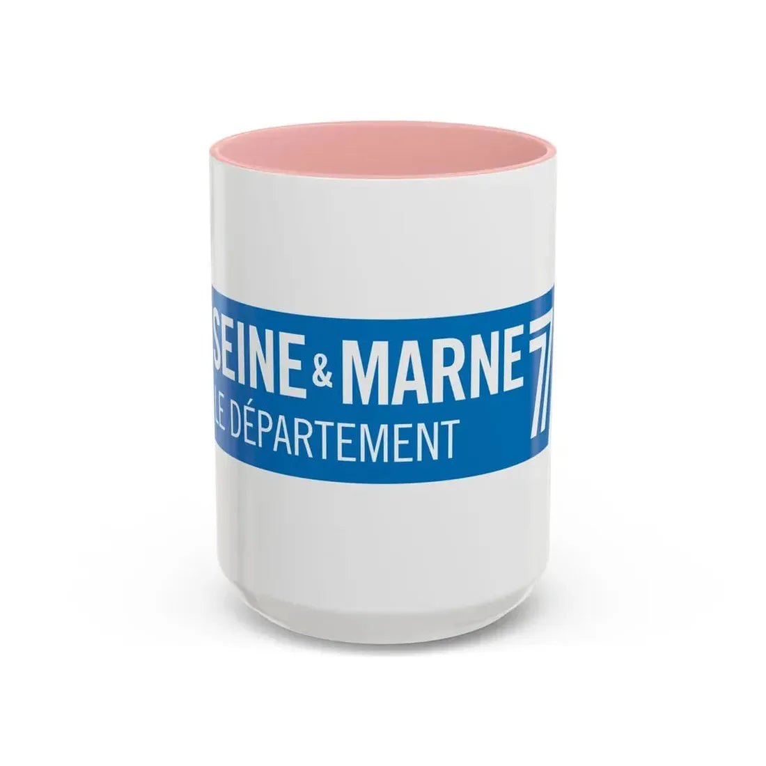 Flag of Seine et Marne France - Accent Coffee Mug 15oz Pink - Go Mug Yourself
