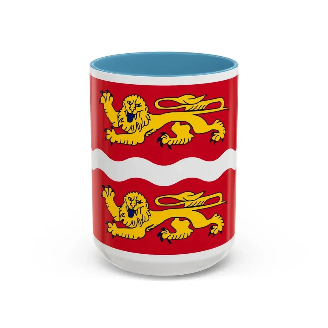 Flag of Seine Maritime France 2 - Accent Coffee Mug 15oz Light Blue - Go Mug Yourself