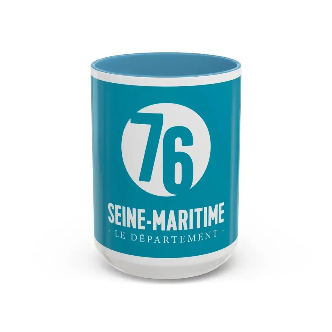 Flag of Seine Maritime France - Accent Coffee Mug 15oz Light Blue - Go Mug Yourself