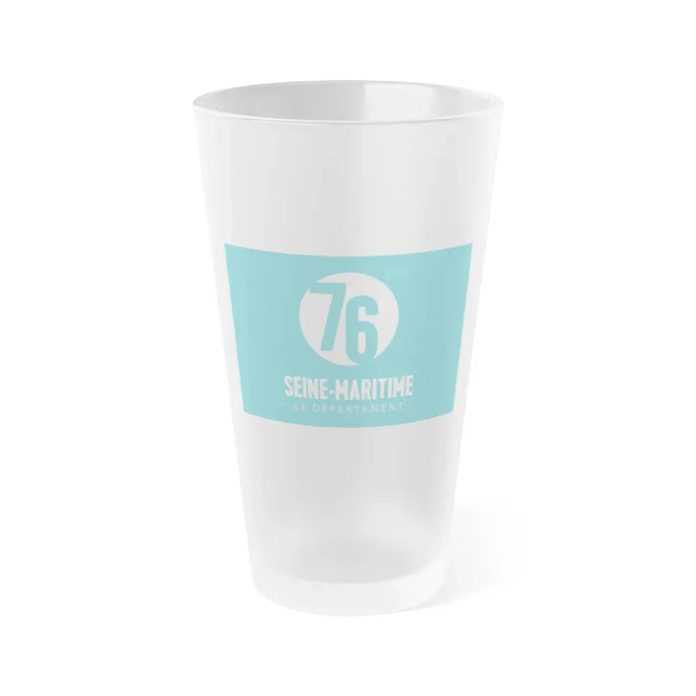 Flag of Seine Maritime France - Frosted Pint Glass 16oz 16oz Frosted - Go Mug Yourself