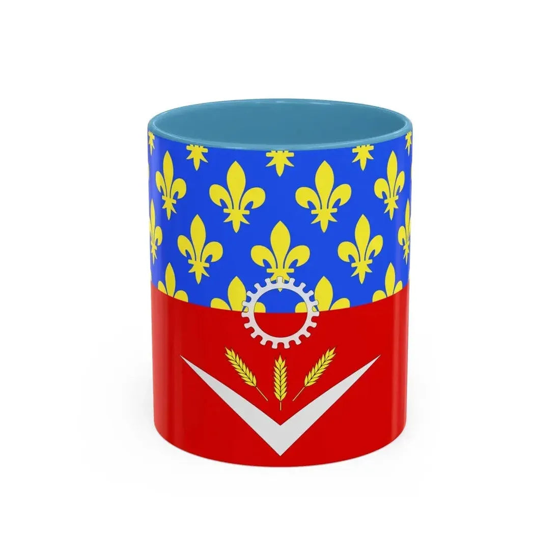 Flag of Seine Saint Denis France - Accent Coffee Mug 11oz Light Blue - Go Mug Yourself