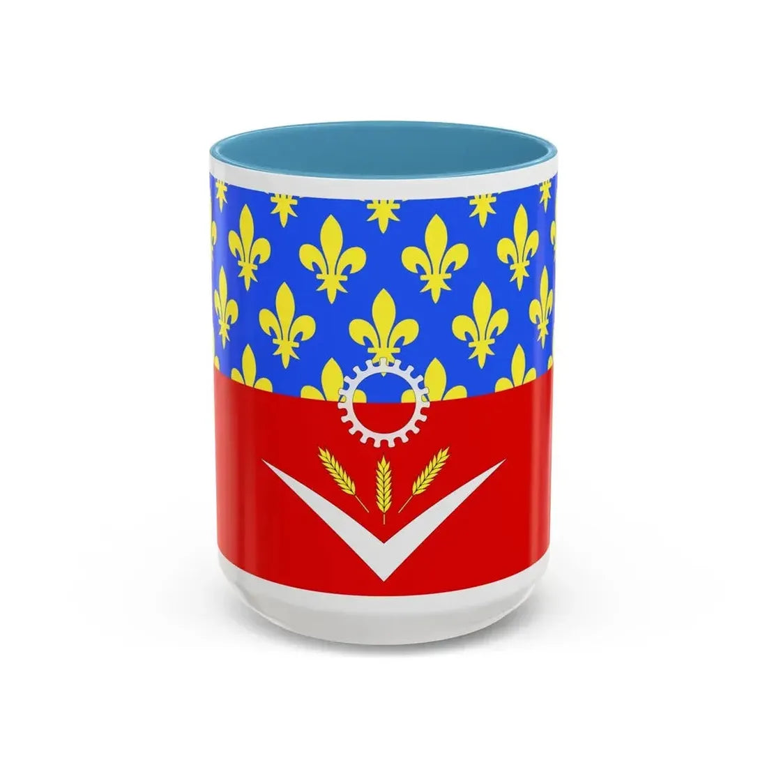 Flag of Seine Saint Denis France - Accent Coffee Mug 15oz Light Blue - Go Mug Yourself