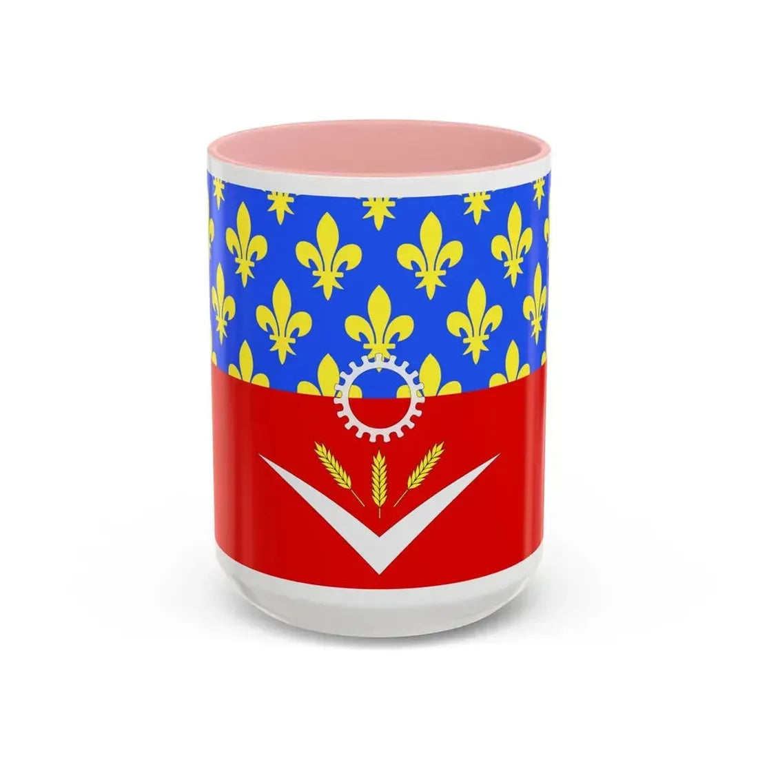 Flag of Seine Saint Denis France - Accent Coffee Mug 15oz Pink - Go Mug Yourself