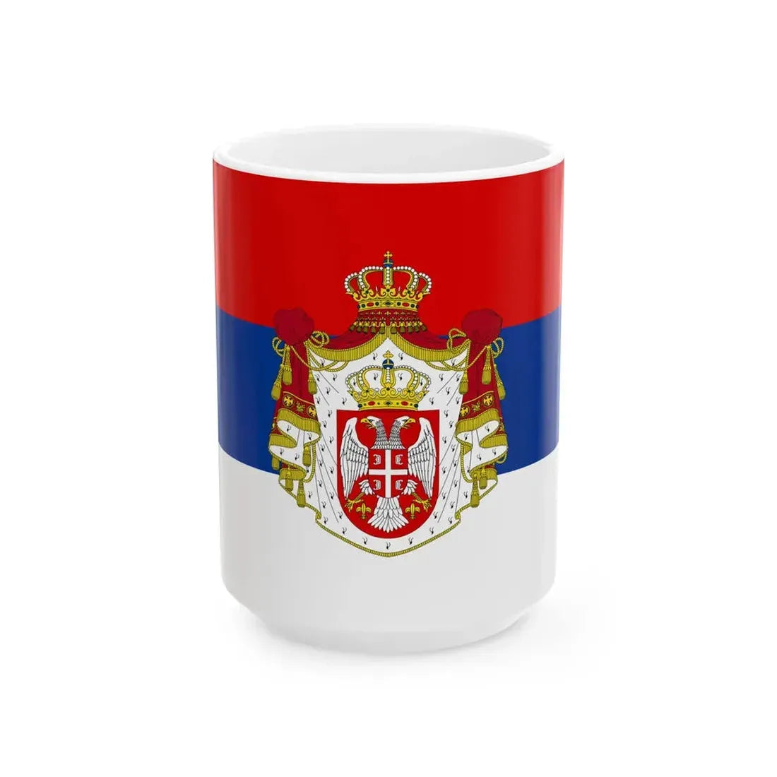 Flag of Serbia 1882-1918 2 (Serbia) White Coffee Mug 15oz - Go Mug Yourself