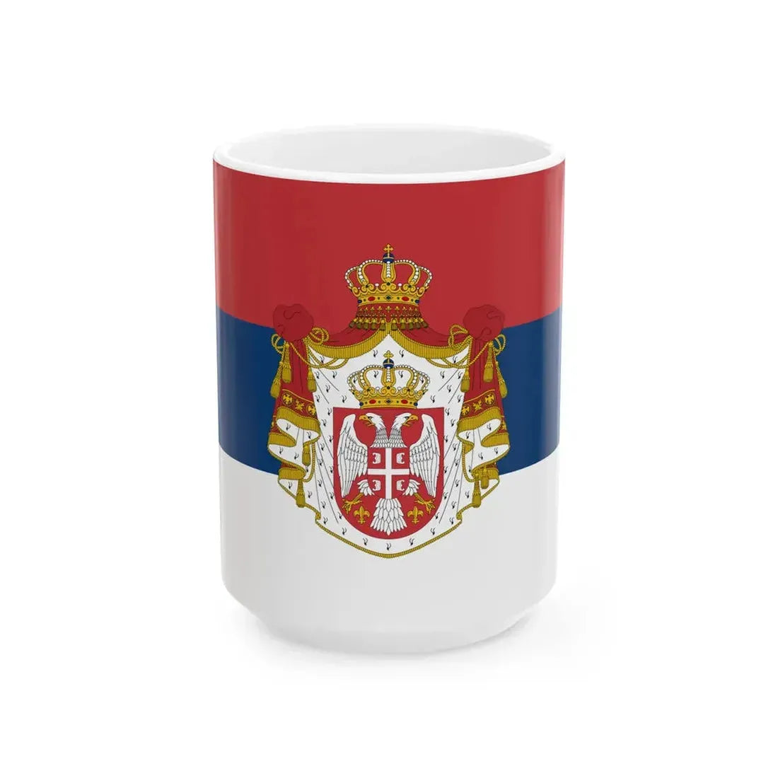Flag of Serbia 1882-1918 (Serbia) White Coffee Mug 15oz - Go Mug Yourself