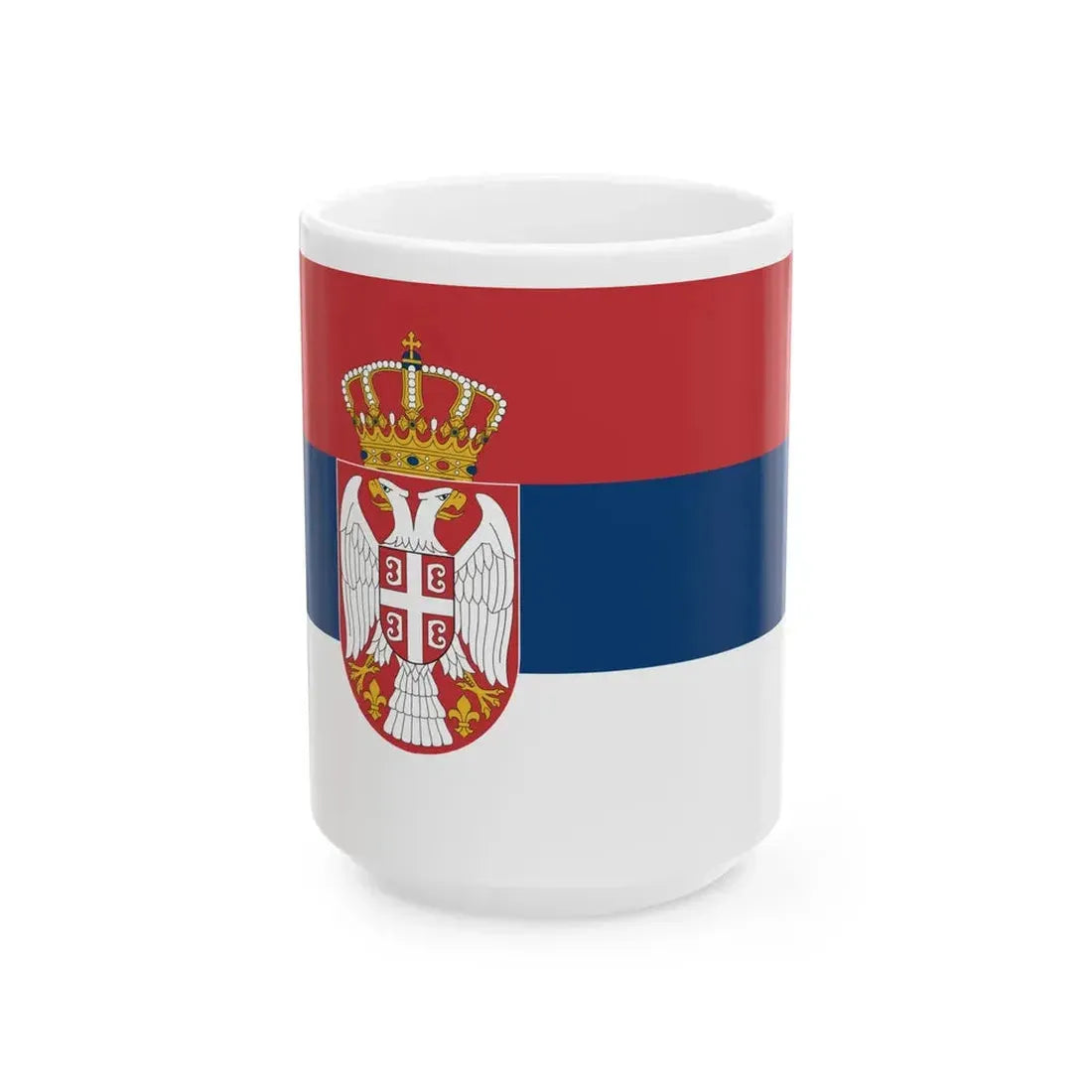 Flag of Serbia 5-3 (Serbia) White Coffee Mug 15oz - Go Mug Yourself