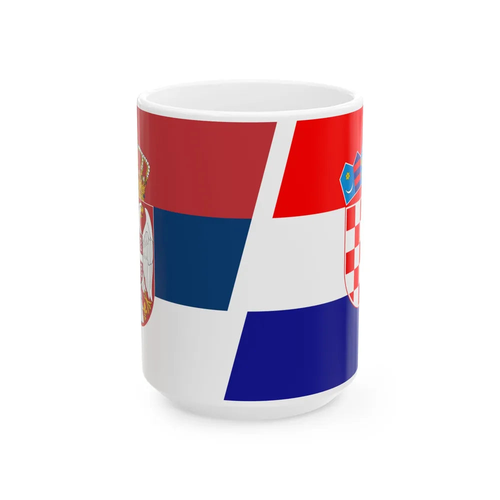 Flag of Serbia and Croatia (Croatia) White Coffee Mug 15oz - Go Mug Yourself