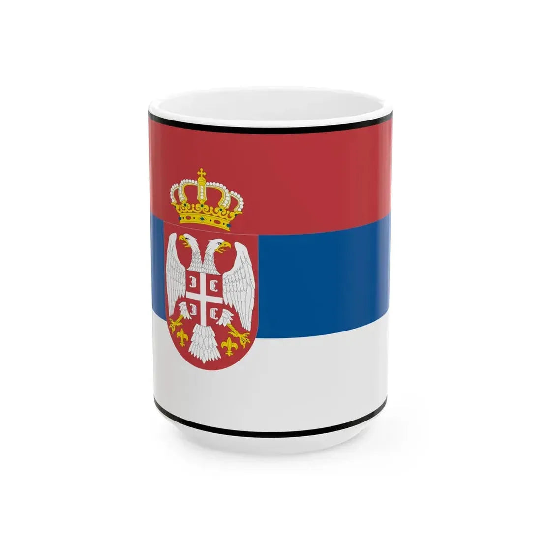 Flag of Serbia bordered (Serbia) White Coffee Mug 15oz - Go Mug Yourself
