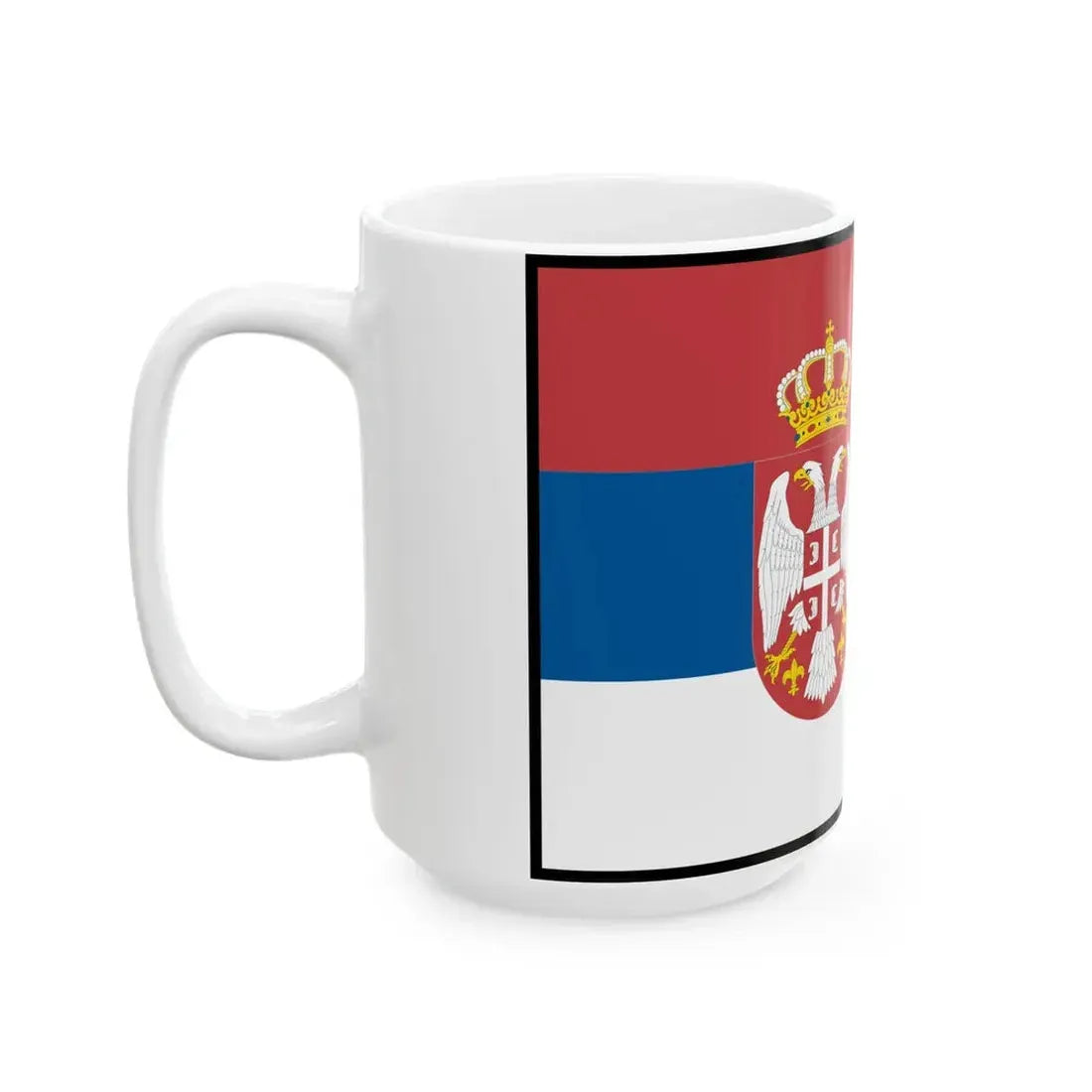 Flag of Serbia bordered (Serbia) White Coffee Mug - Go Mug Yourself