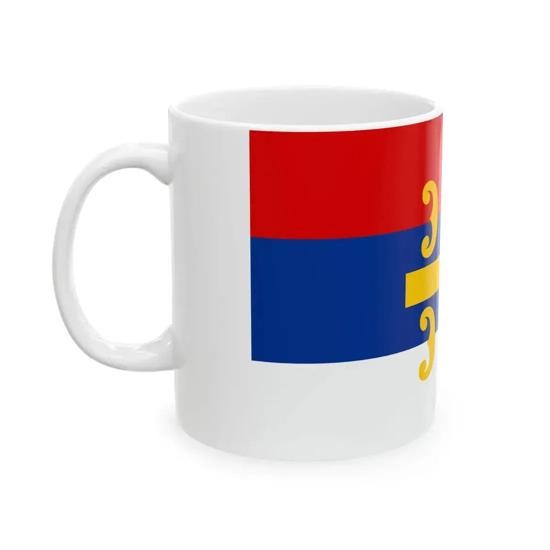 Flag of Serbia cross 3-2 (Serbia) White Coffee Mug - Go Mug Yourself