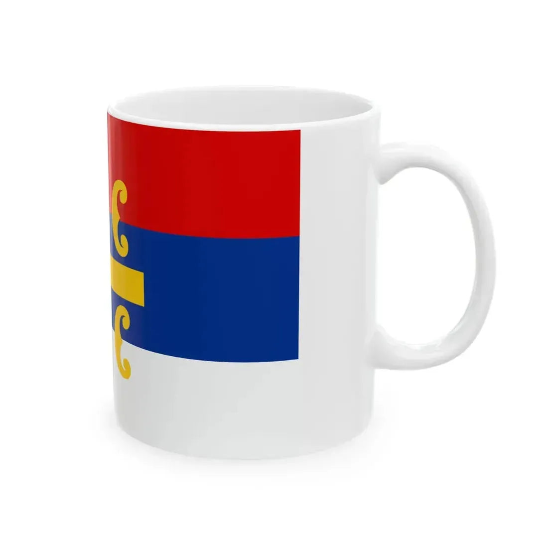 Flag of Serbia cross 3-2 (Serbia) White Coffee Mug - Go Mug Yourself