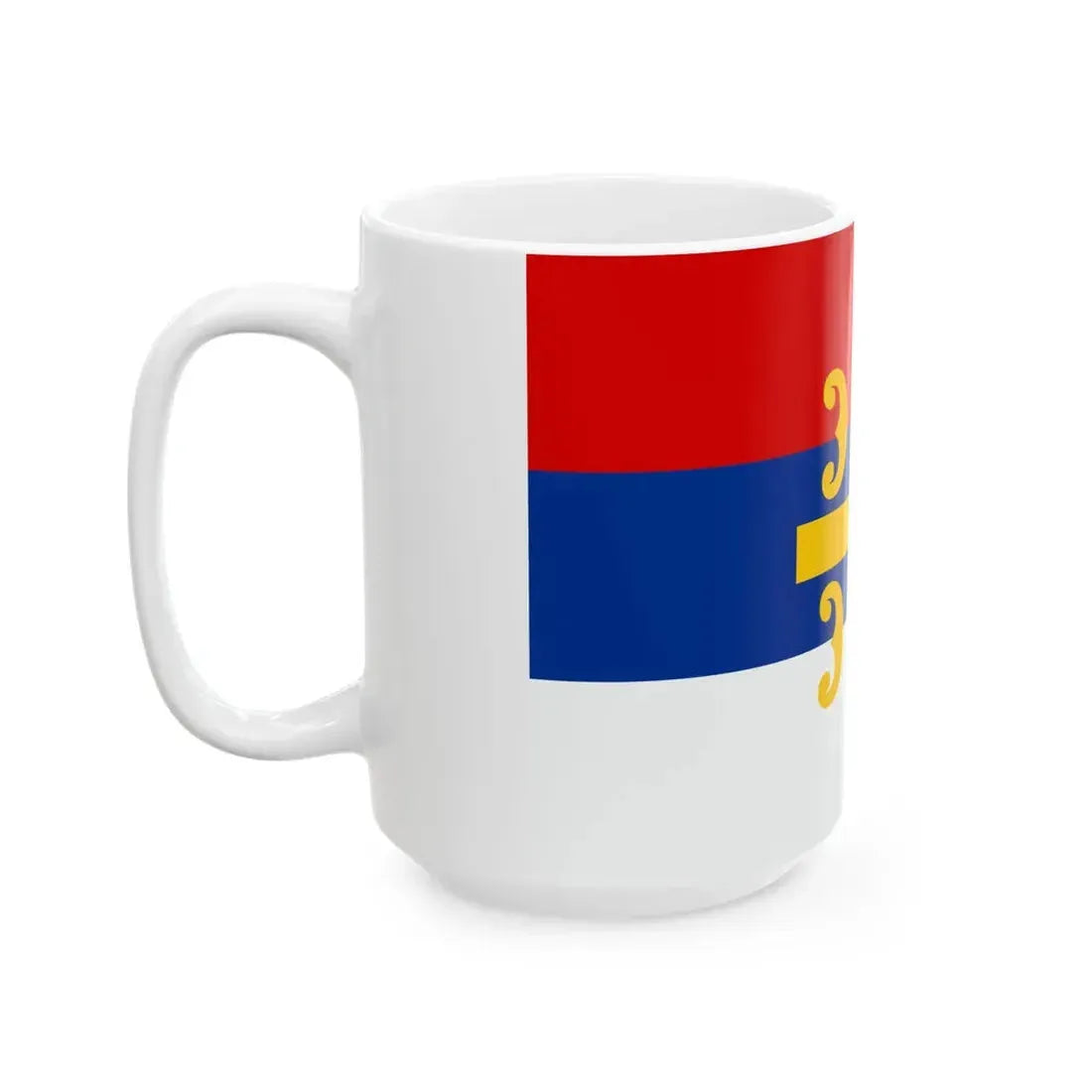 Flag of Serbia cross 3-2 (Serbia) White Coffee Mug - Go Mug Yourself