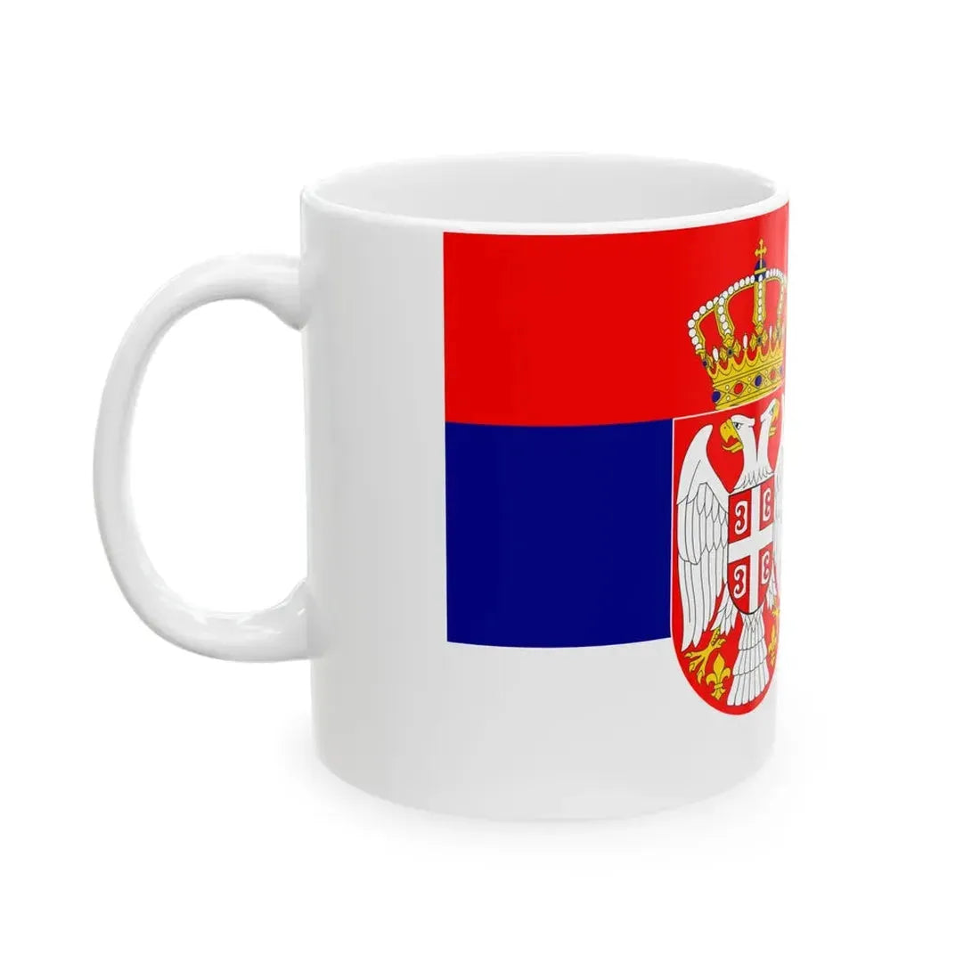 Flag of Serbia realistic colors (Serbia) White Coffee Mug - Go Mug Yourself