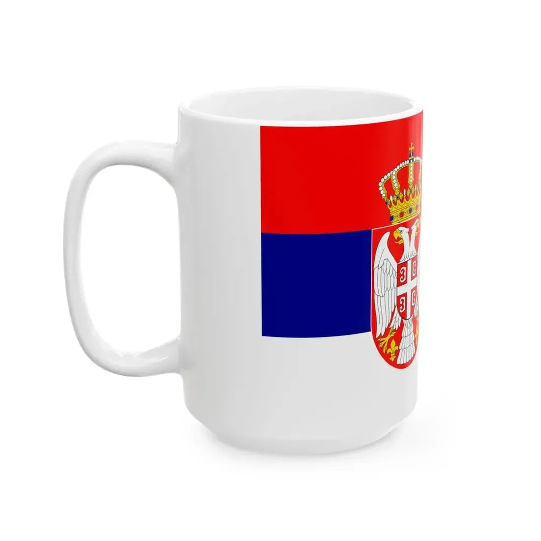 Flag of Serbia realistic colors (Serbia) White Coffee Mug - Go Mug Yourself