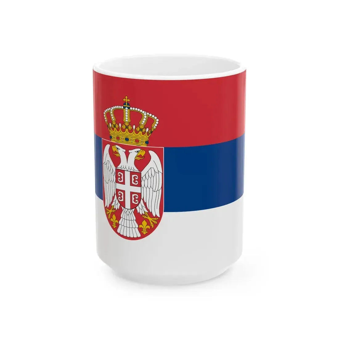 Flag of Serbia reduced size (Serbia) White Coffee Mug 15oz - Go Mug Yourself