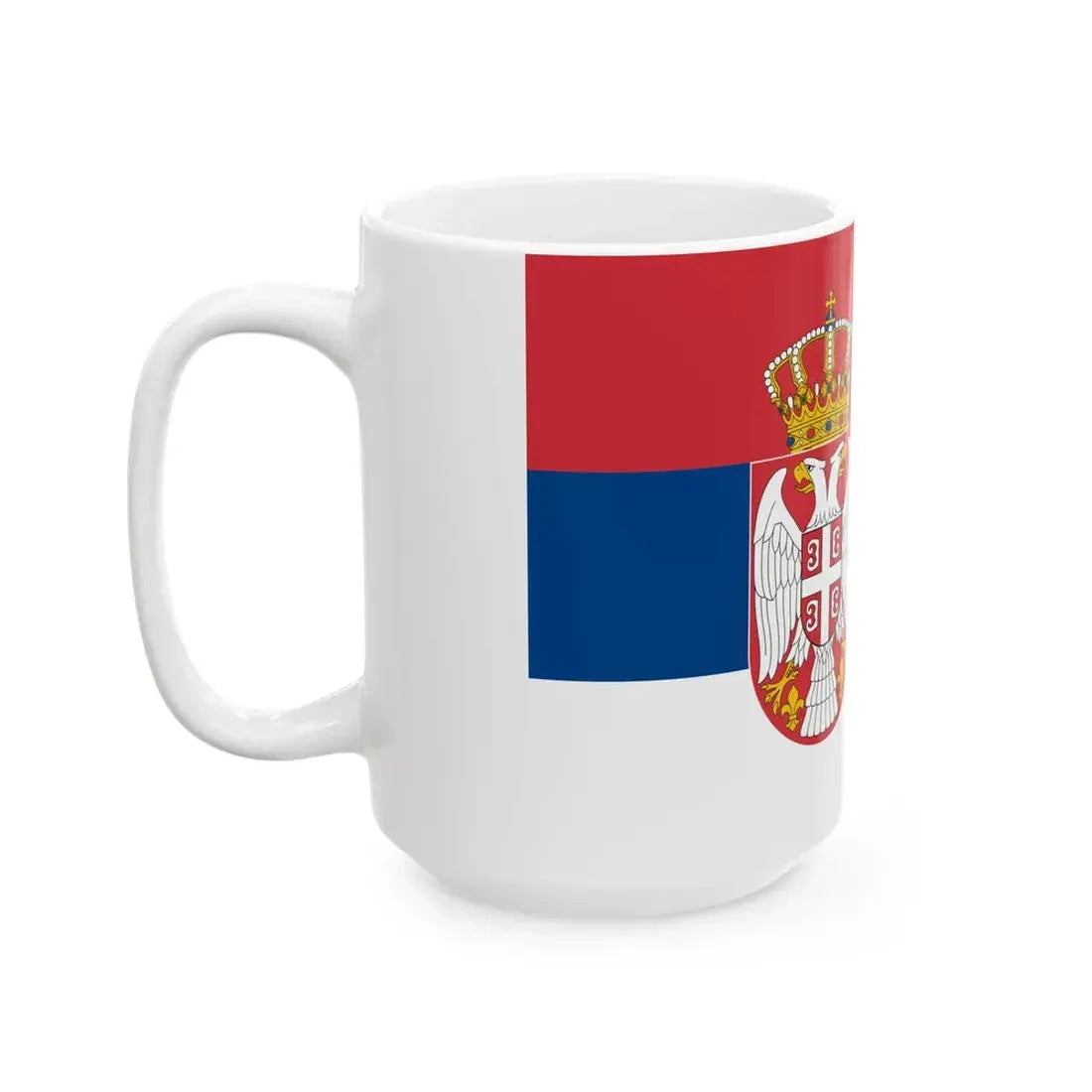 Flag of Serbia reduced size (Serbia) White Coffee Mug - Go Mug Yourself