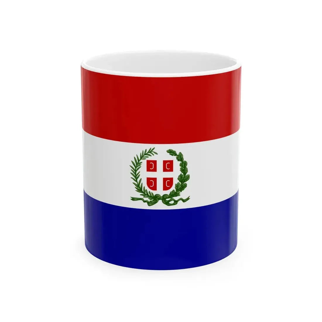 Flag of Serbia Sretenjski ustav (Serbia) White Coffee Mug 11oz - Go Mug Yourself