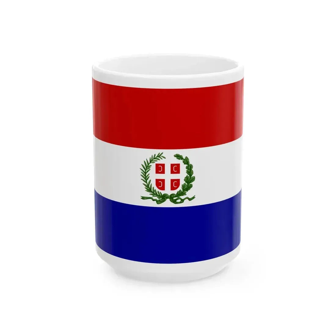 Flag of Serbia Sretenjski ustav (Serbia) White Coffee Mug 15oz - Go Mug Yourself