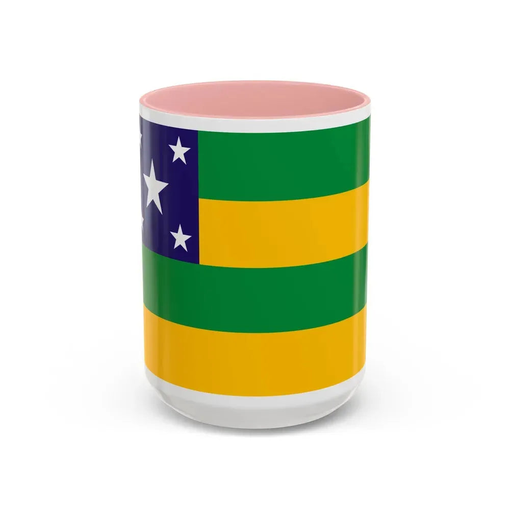 Flag of Sergipe Brazil - Accent Coffee Mug 15oz Pink - Go Mug Yourself