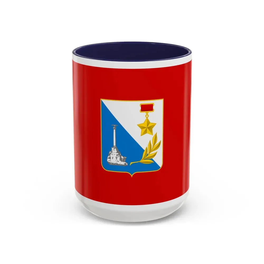 Flag of Sevastopol Ukraine - Accent Coffee Mug 15oz Navy - Go Mug Yourself