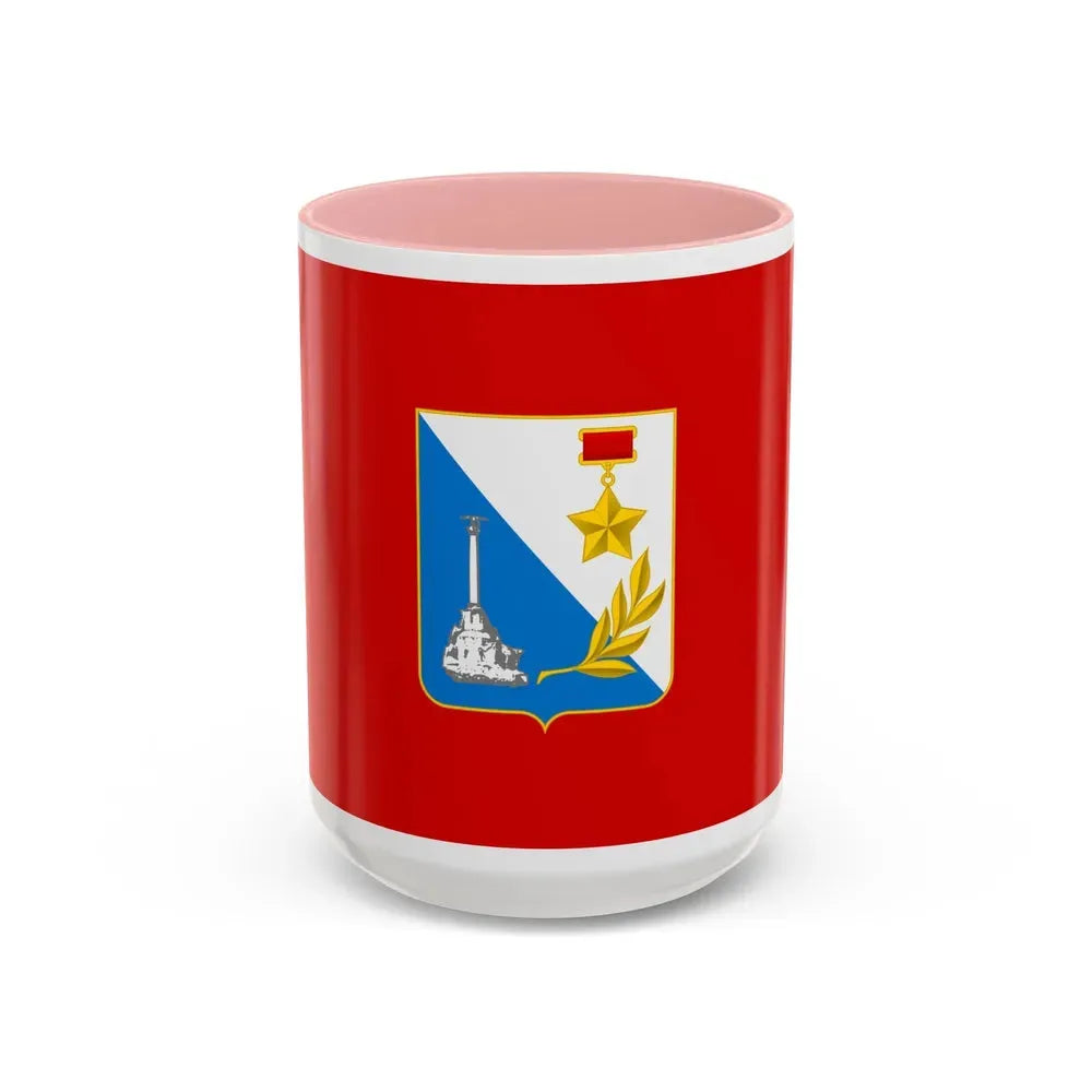 Flag of Sevastopol Ukraine - Accent Coffee Mug 15oz Pink - Go Mug Yourself