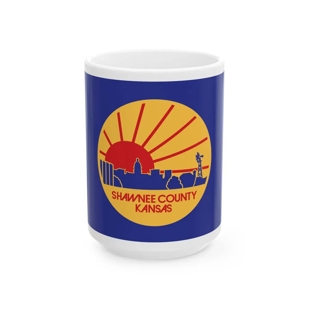 Flag of Shawnee County Kansas (United States) White Coffee Mug 15oz - Go Mug Yourself