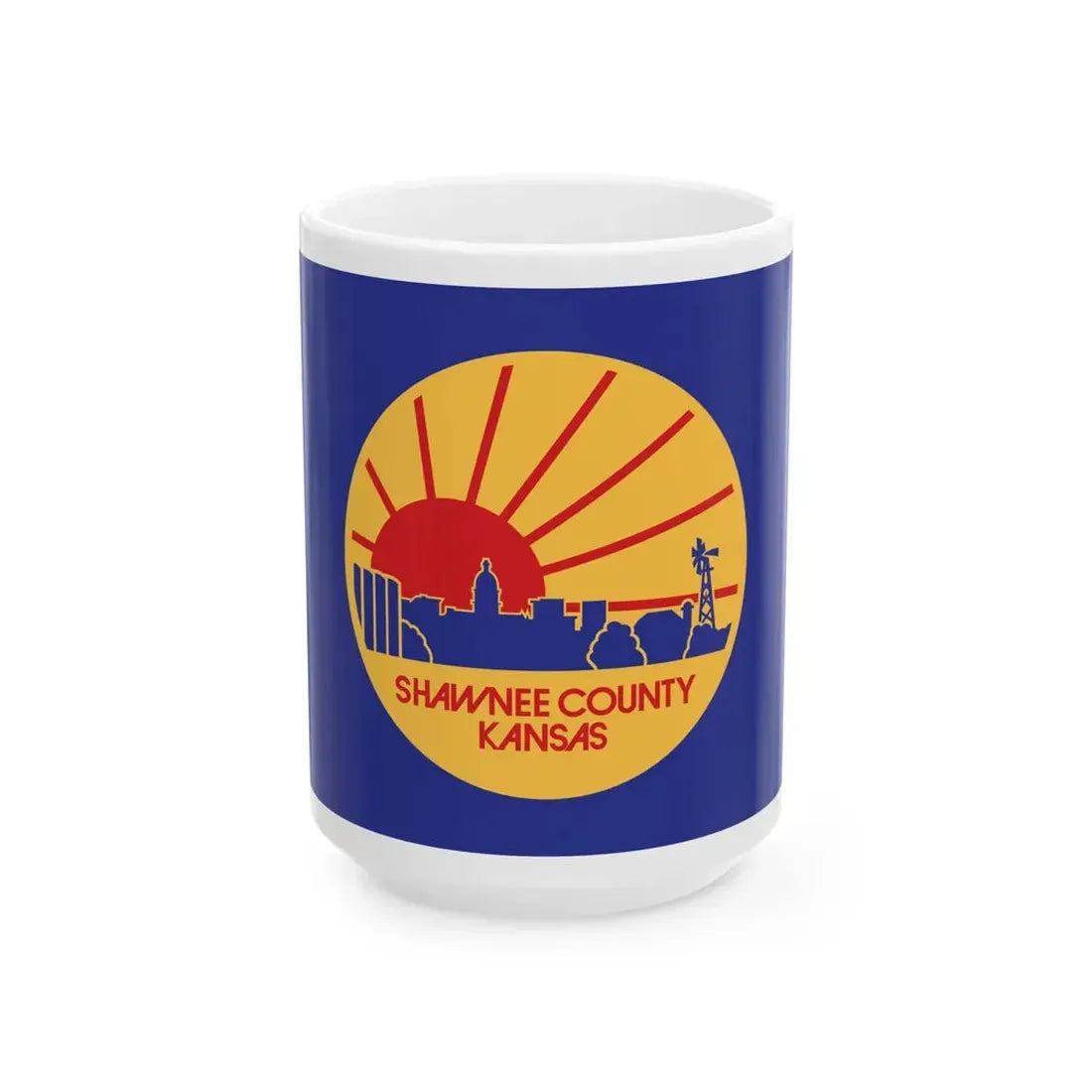 Flag of Shawnee County Kansas (United States) White Coffee Mug 15oz - Go Mug Yourself