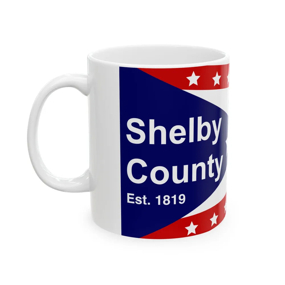 Flag of Shelby County Ohio (United States) White Coffee Mug - Go Mug Yourself